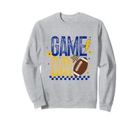 Game Day Calcio Stagione Retro Blu Oro A Scacchi Touchdown Felpa