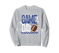 Game Day Calcio Stagione Retro Checked Blu Bianco Touchdown Felpa
