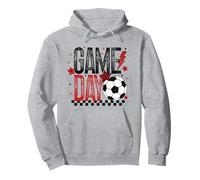 Game Day Retro Calcio Stagione Scacchi Nero & Rosso Touchdown Felpa con Cappuccio