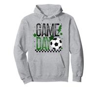 Game Day Retro Stagione Calcio Nero & Verde Oro Touchdown Felpa con Cappuccio