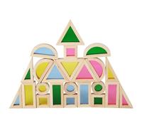 Game di costruzione in legno per bambini - 24 pezzi, gioco di impilazioni arcobaleno, giocattoli da costruzione, giocattoli educativi e colorati per bambini in età prescolare - blocchi geometrici in l