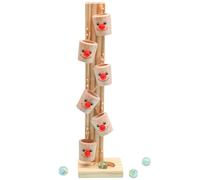 Game di rolling della palla da clown in legno - 28.5x8x7cm | Game di rolling a sfera di clown in legno, palline di vetro Attività di allenamento di intelligence divertente con 4 flipper | 2-5 anni