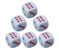 Game Dice, Acrylic Dice Set, Heart Shaped Dot Design, Rounded Corner Pieces, 6 Pack Toy Collection for Math Education, Board Games, Tabletop, Collecting, Learning Fun, 0.98 inches