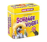 Game Factory 646091-Mini Uccellini Carte Intelligente, in Pratica Scatola di Metallo, Semplice Gioco da Viaggio per Adulti e Bambini a Partire dagli 8 Anni, Colore Uccelli obliqui, 646091