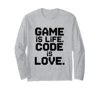 Game Is Life Code Is Love Techie Gamer Humor Maglia a Manica
