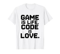 Game Is Life Code Is Love Techie Gamer Humor Maglietta