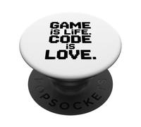 Game Is Life Code Is Love Techie Gamer Humor PopSockets PopGrip Adesivo