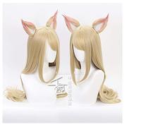 Game LOL Character KDA K/DA Ahri Cosplay Wigs Long With Ears Heat Resistant Synthetic Hair Wig + Wig Cap