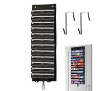 Game Mat Holder, Game Accessories Organizer Bag with Transparent Slots, Heavy Duty Hanging Storage Display for Family Gatherings, Birthday Party, Play Area, Home Door, Room, Wall, Black