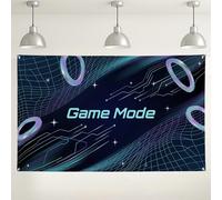 Game Mode Sfondo a tema, design futuristico moderno con colori neon, perfetto per eventi di gioco, feste e cabine fotografiche, 180 x 109 cm