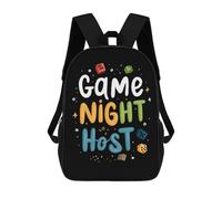 Game Night Host stampato 17 pollici Daypack unisex zaino a tracolla zaino da viaggio per laptop per donne uomini