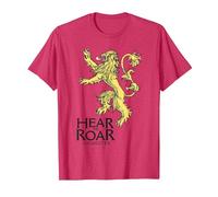 Game of Thrones Lannister Hear Me Roar Maglietta, Uomo, Rosso mélange, L