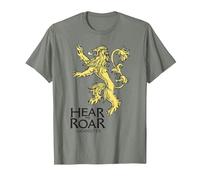 Game of Thrones Lannister Hear Me Roar Maglietta, Uomo, Verde Militare mélange, M