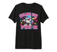Game On Pre-K Back to School Baseball Drip Preschool Boys Maglietta Premium