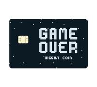 Game Over - Adesivo per carte di credito e carte di credito, motivo "Game Over - Insert Coin Card Card Skin Sticker (Small Chip)