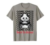Game Over Back To School Divertente Panda Bear Gamer Controller Maglietta