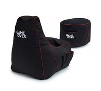 Game Over Combinazione per Video Gaming Poltrona Bean Bag e Poggiapiedi | Per Interni ed Esterni | Tasche Laterali per Controller | Supporto per Cuffie | Design Ergonomico per Gamer (Electric Crimson)