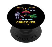 Game Over & Enjoy Retro Fighting Pixel Games Graphic Designs PopSockets PopGrip Adesivo