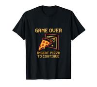 Game Over Inserisci Pizza Per Continuare Neon Arcade Pixel Art Maglietta