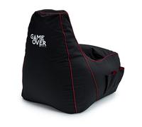 Game Over Poltrona Gaming BeanBag 83x60cm, Resistente all'acqua, Pouf con Tasche Laterali per i Controller, Comodo Pouf Elettrico (Cremisi)
