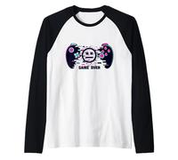 Game Over with Wild Smile Face Mood with Controller Graphic Maglia con Maniche Raglan