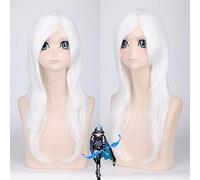 Game Wigs LOL Ashe Cosplay Wigs 60cm White Curly Fiber Synthetic Hair Anime Party Costume Wig Perucas