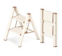 GameGem Scala a 2 Gradini, Sgabello Piegevole con Pedale Largo Antiscivolo in Alluminio Leggero ma Resistente, Portata 150 kg, Design Moderno Carino per Spazi Domestici Interni