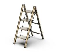 GameGem Scala a 4 Gradini, Sgabello Piegevole con Pedale Largo Antiscivolo in Alluminio Leggero ma Resistente, Portata 150 kg, Design Moderno Carino per Spazi Domestici Interni