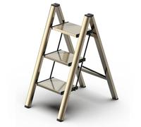 GameGem Scaletta a 3 Gradini, Sgabello Piegevole con Pedale Largo Antiscivolo in Alluminio Leggero ma Resistente, Portata 150 kg, Design Moderno Carino per Spazi Domestici Interni