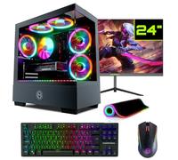 GameMachines Evolv Set completo - Gaming PC - Raffreddamento ad acqua - AMD Ryzen 7 5700X - GeForce RTX 4060 Ti - 1TB SSD - 32GB RGB DDR4 - WLAN - Tastiera - Mouse - Mouse - Monitor - 24 pollici 165Hz