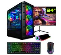 GameMachines Storm Set completo - Gaming PC - Raffreddamento ad acqua - AMD Ryzen 7 5700X - GeForce RTX 4060-1TB SSD - 32GB RGB DDR4 - WLAN - Tastiera - Mouse - Mouse - Monitor - 24 pollici 165Hz -