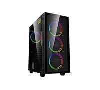GAMEMAX Draco XD Case ATX Middle Tower per PC Gaming 0.5MM SPCC Frontale Tempered Glass 4*Fan PWM Dual Halo Slim RGB Rainbow 5V 3Pin ARGB Pannello Laterale in Vetro Temperato (AxPxL: 465x410x215 mm)