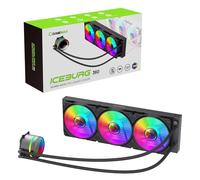 GameMax Iceburg 360 mm ARGB CPU Liquid Cooler, AIO Cooler 360 mm CPU Water Cooler per Intel & AMD, 3 ventole ARGB Infinity PWM da 120 mm, da 800 a 2000 giri/min e tappo girevole Infinity Mirror | Nero