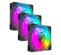 GameMax KF300R Trio - Ventole reversibili per case PC, 120 mm, con specchio centrale e effetto luce ARGB, 5 V, 3 pin, Aura Sync 800-1600 giri/min, 4 pin, PWM, adatte per alloggiamento