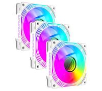 GameMax KF300R Trio - Ventole reversibili per case PC, 120 mm, con specchio centrale e effetto luce ARGB 5 V, 3 pin, Aura Sync 800-1600 giri/min, 4 pin, PWM, adatte per alloggiamento dell'alimentatore
