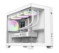 GAMEMAX NEX C33 WH Case gaming M-ATX compatto panoramico, alimentazione frontale, supporto radiatore 360 mm, GPU fino a 410 mm, Type-C Gen2×2, 4 ventole ARGB, per gaming, desktop, RTX 4090 & RTX 5090