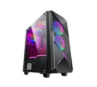 GAMEMAX Revolt Black Case ATX per PC Gaming 0.50MM SPCC 2*USB3.0/2.0 con 4 Ventole PWM RGB Addressable 5V Front Mesh & Pannello Laterale in Vetro Temperato (AxPxL: 463x405x215 mm)