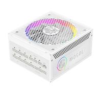 GAMEMAX RGB 1050G WH Alimentatore PC 1050W Full Modulares, 80 Plus Gold, LLC + DC-DC, ARGB Sync, Condensatori giapponesi, ventola ARGB FDB da 140 mm, 9 funzioni di protezione