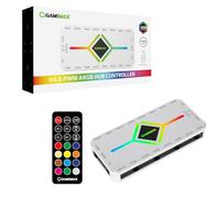 GameMax V4.0 White Case Fan Hub - Distributore Ventola PWM a 9 Porte con Telecomando RF e Alimentazione SATA