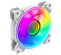GameMax Ventola per PC RGB indirizzabile infinito da 120 mm, bianco, effetto luce ARGB a specchio infinito 5 V 3 pin, sincronizzazione aura 1200 giri/min, alimentazione a 3 pin, adatta per case di