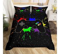 Gamepad Copripiumino Ragazzi Videogioco Set Biancheria da Letto Matrimoniale Camera Moderna Gamer Gaming Controller Trapunta Copertina Giochi Giovani Colorato Tie Dye Copriletto Copertura