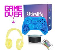 Gamepad Regalo Lampada, Attivolife Illusione 3D Luce notturna con telecomando Timer 16 Cambio colore Cuffia Scrivania Lampada bambini giocatore Camera Decor Collegare Migliore Freddo Festival Presente