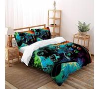 gamepad Set Di Biancheria Da Letto Artee Copripiumino 2 Pezzi Comfort in Microfibra Per Coppia Adulti Doppia Con Chiusura King（220x240cm）