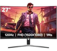 GAMEPOWER F20 - Schermo PC Gamer curvo da 27" 1500R, 120Hz, Full HD 1080p, tempo di risposta 1ms, FreeSync, HDR, 125% sRGB, Retroilluminazione RGB, Altoparlanti integrati, Zero Frame, Ingressi HDMI e