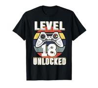 Gamer Boy Level 18 Unlocked Video Game 18th Birthday Boys Maglietta