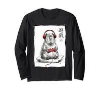 Gamer Capybara Giapponese Chill Cuffie Video Gioco Grafico Maglia a Manica