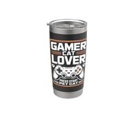Gamer Cat Lover Premi Start Pet Cat Bicchiere termico in acciaio inox doppia parete