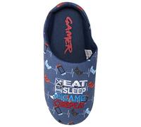 GAMER for Life - Pantofole da uomo/bambino, design con controller di gioco, soletta in memory foam, regalo, Gamer Beats Adulto Blu, 43/44 EU