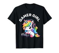 Gamer Girl Unicorn Gaming Cute Video Gioco Donne Ragazze Maglietta