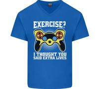 Gamer I Pensiero Said Extra Vive Gioco Uomo Scollo A V Cotone T-Shirt